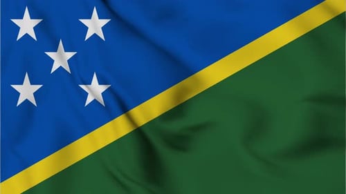 Solomon Islands National Flag Waving in Realistic Motion