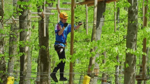 Man in an adventure park