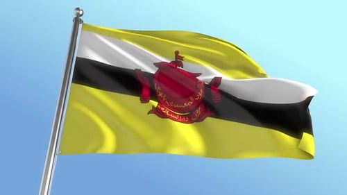Realistic Waving Brunei Flag Loop Animation