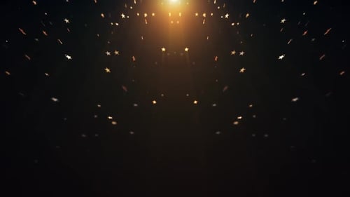 Golden Star Confetti Particles Falling Celebration Background Loop