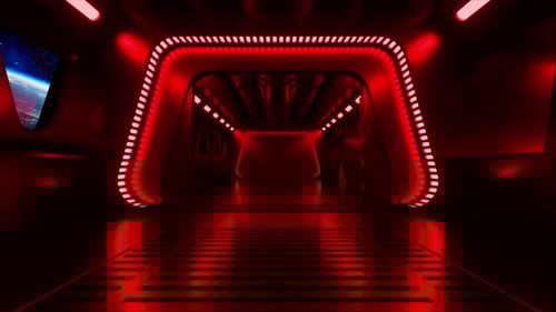 Scifi Tunnel in Outer Space with Neon Light