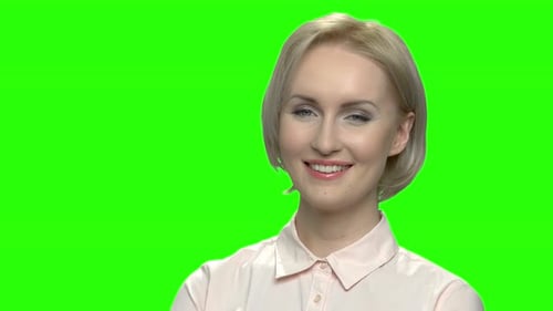 Close Up Portrait of Smiling Blond Sexy Woman