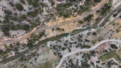 Mountain river high in the mountains aerial view 4 K