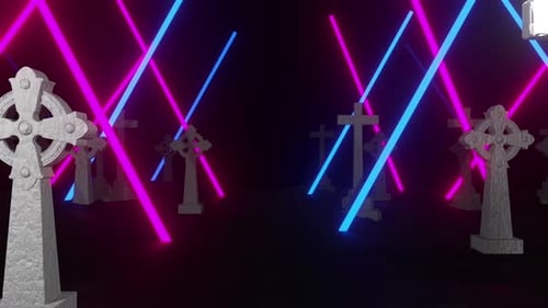 Vibrant Neon Crosses Loop Background with Glowing Lines