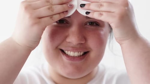 Skin Cleansing Facial Care Obese Woman Clean Face