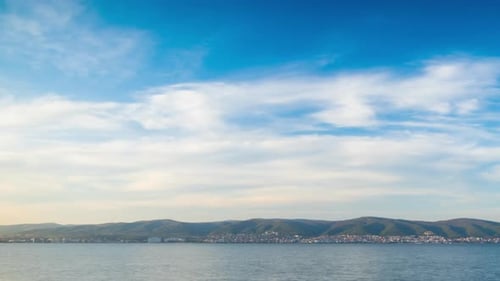 View of the Reflection in the Black Sea Against the Background of the Sky and Sunset