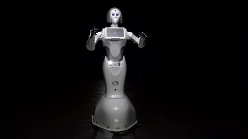 Move the Robot in a Dark Room. Black Background