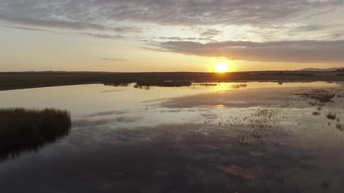 Aerial Shot an Clouds Reflection in Lake