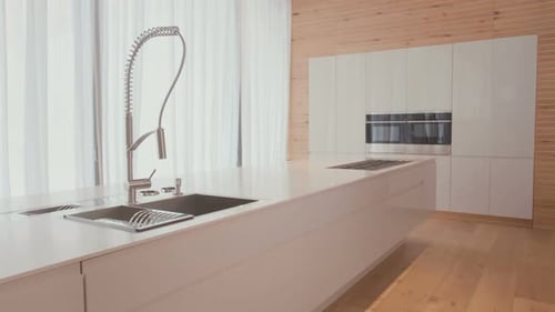 Tracking shot of a luxury kitchen