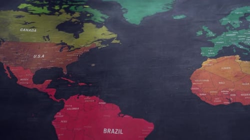 World Map Displaying Countries and Continents