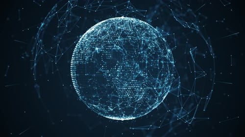 Animated Digital Global Network Connection Plexus Technology