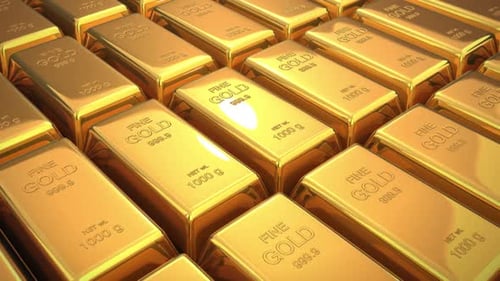 Seamless Loop of Stacked Fine Gold Bullion Bars