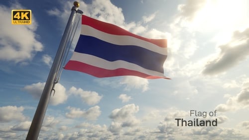 Realistic Waving Flag of Thailand Against a Sunny Sky