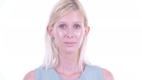 Blonde Woman Smiling in a Close Up Shot