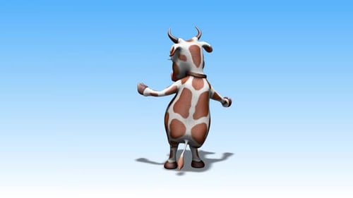 Animated Happy Cartoon Cow Character Dancing Loop
