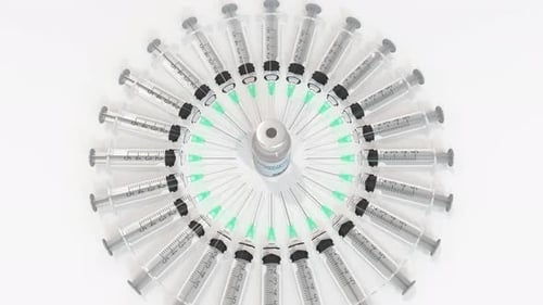 Typhoid Fever Vaccine Vial with Syringes Reveal Animation