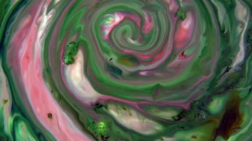Swirling Green, Pink, and White Paint Abstract Background