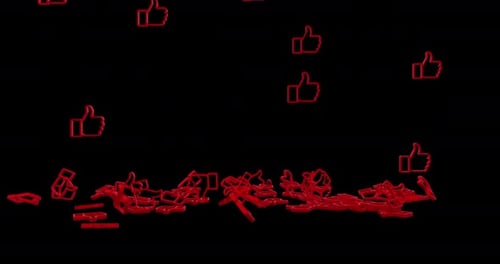 Red Thumbs Up Icons Falling Social Media Animation