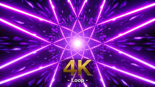 Flickering Geometric Purple Star Light Symbol in the Fantasy Tunnel