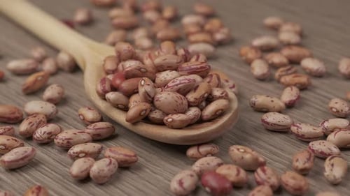Pinto Beans in Wooden Spoon, Food Close Up