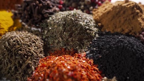 Variety of aromatic flavorful cooking spices