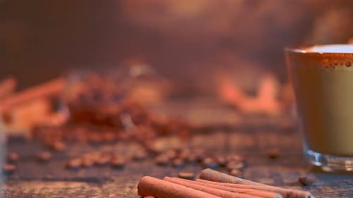 Coffee Mug with Cinnamon and Coffee Beans