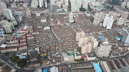 High-Angle View of a Densely Packed Urban Area