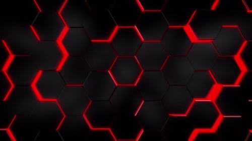 Pulsing Red Light Hexagon Grid Technology Background Loop