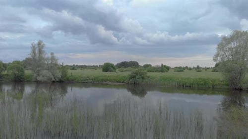 Panorama of the landscape on the river