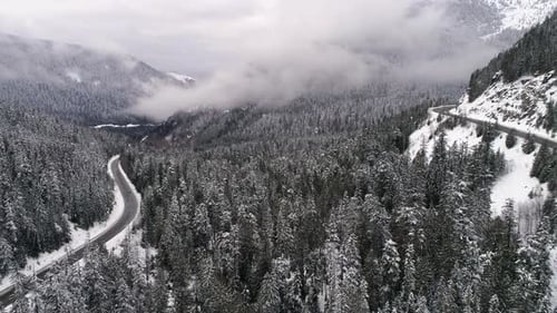 Mountain Forest Highway Loop Snowy Symmetry