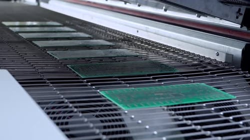 Print Circuit Board Pcb on Conveyor of SMT Automatic Pick and Place Machine for Assembly Electronic