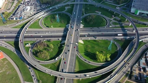 Freeway Intersection Traffic Trails in Moscow