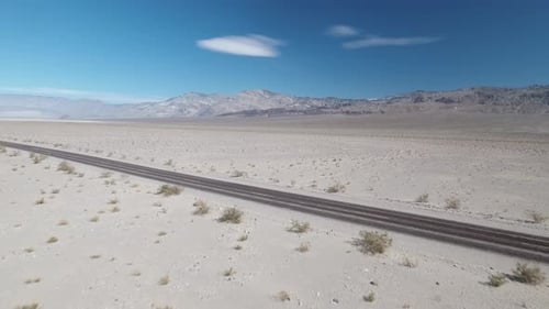 Aerial view of empty desert road at Death Valley, California, USA