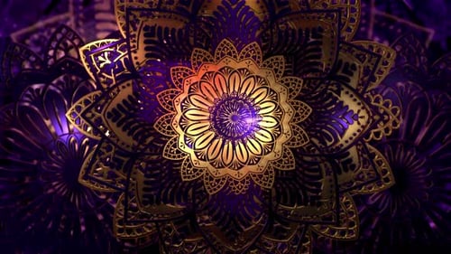 Golden Ornate Mandala Pattern Loop in Purple and Gold