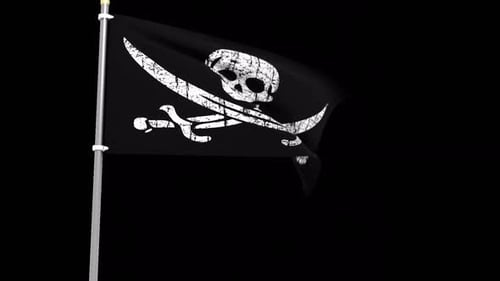 Distressed Jolly Roger Pirate Flag Waving