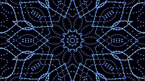 Abstract Blue Glowing Kaleidoscope Animated Pattern Background
