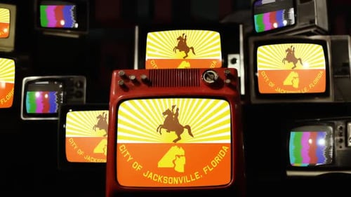 Flag of Jacksonville, Florida, on Retro TVs.