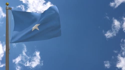 Animated Somalia Flag Waving on Flagpole