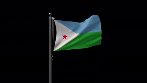 Realistic Djibouti National Flag Waving with Alpha Channel