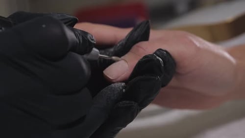 Electric File Manicure Treatment Close Up