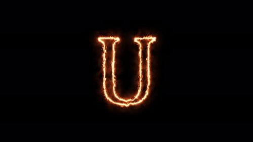 Fiery Letter U Reveal Animation