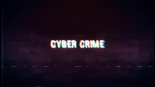 Texto de delitos cibernéticos con efecto retro glitch