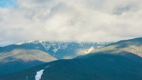 Winter Forest and Mountain Landscape