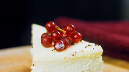 Macro Shot of Cheesecake with Currants