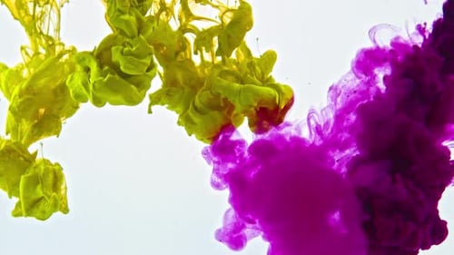 Abstract Yellow and Magenta Ink Cloud
