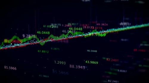 Animated Digital Financial Data Graph with Dynamic Values