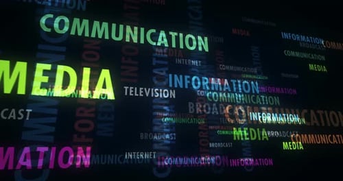 Speed flight over communication text loop abstract concept