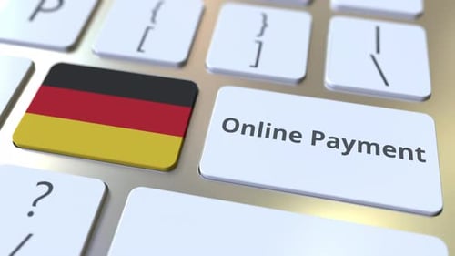 Online Payment Text and Flag of Gemany on the Keyboard