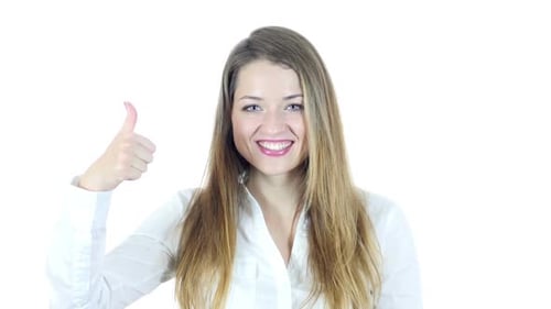 Woman Smiling and Giving Thumbs Up