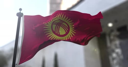 Kyrgyzstan National Flag Waving in the Wind